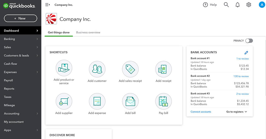Accounting software: QuickBooks Online